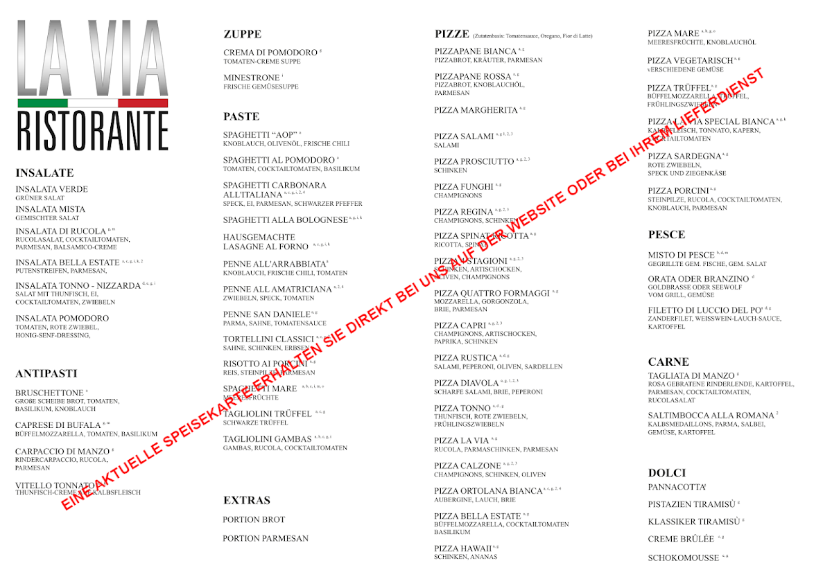 Menu Ristorante La Via | Pizzeria Pasing-1